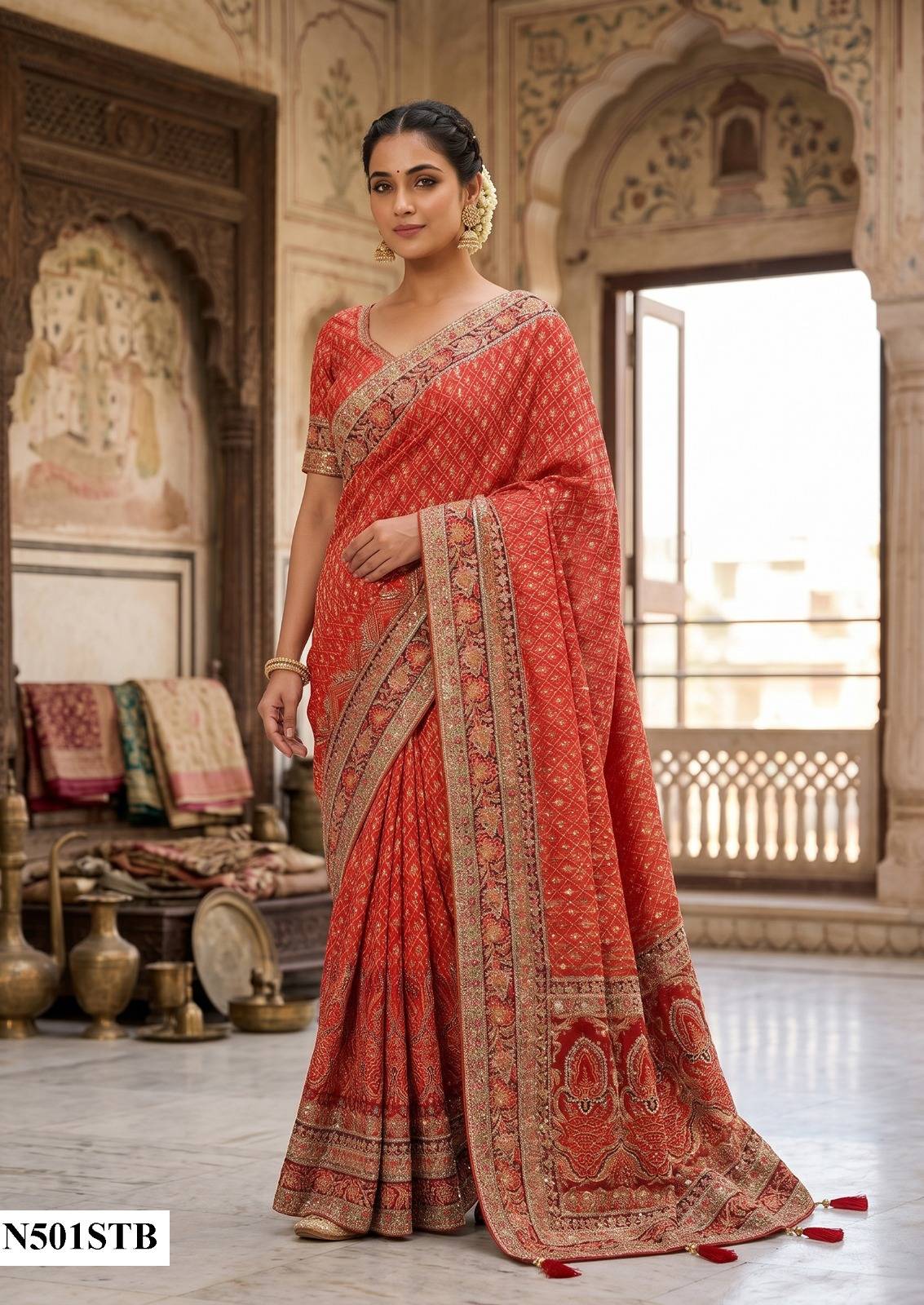 NIMAYA -RAJWADI VOL 03 by MAHOTSAV  N490 to N508 series  Colorful casual and party Wear natural crepe with aari hand work sarees At Wholesale
